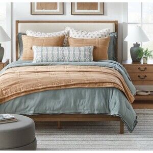 SET King+ Waffle Matelasse Quilt & 2 King Shams Camel Threshold Studio McGee NEW